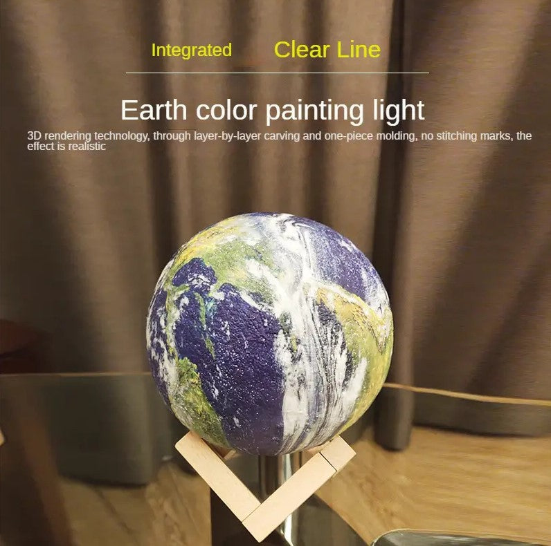 Trending Creative Remote Control Small Night Lamp Painted Globe Lamp LED Bedside Table Lamp