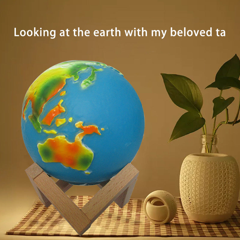 Trending Creative Remote Control Small Night Lamp Painted Globe Lamp LED Bedside Table Lamp